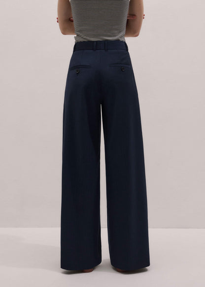 Navy Pinstripe Pleat Front Man Pant