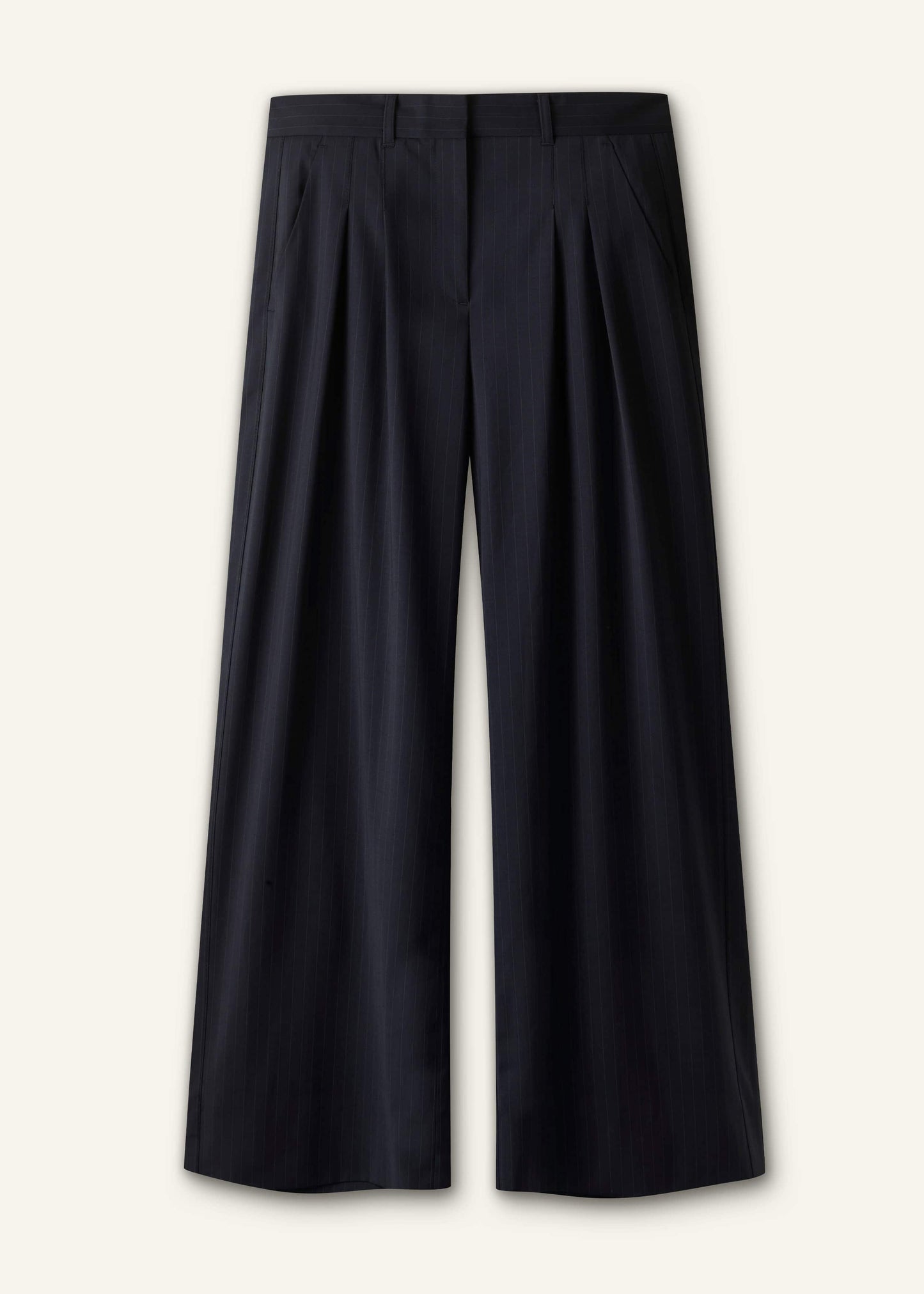 Navy Pinstripe Pleat Front Man Pant