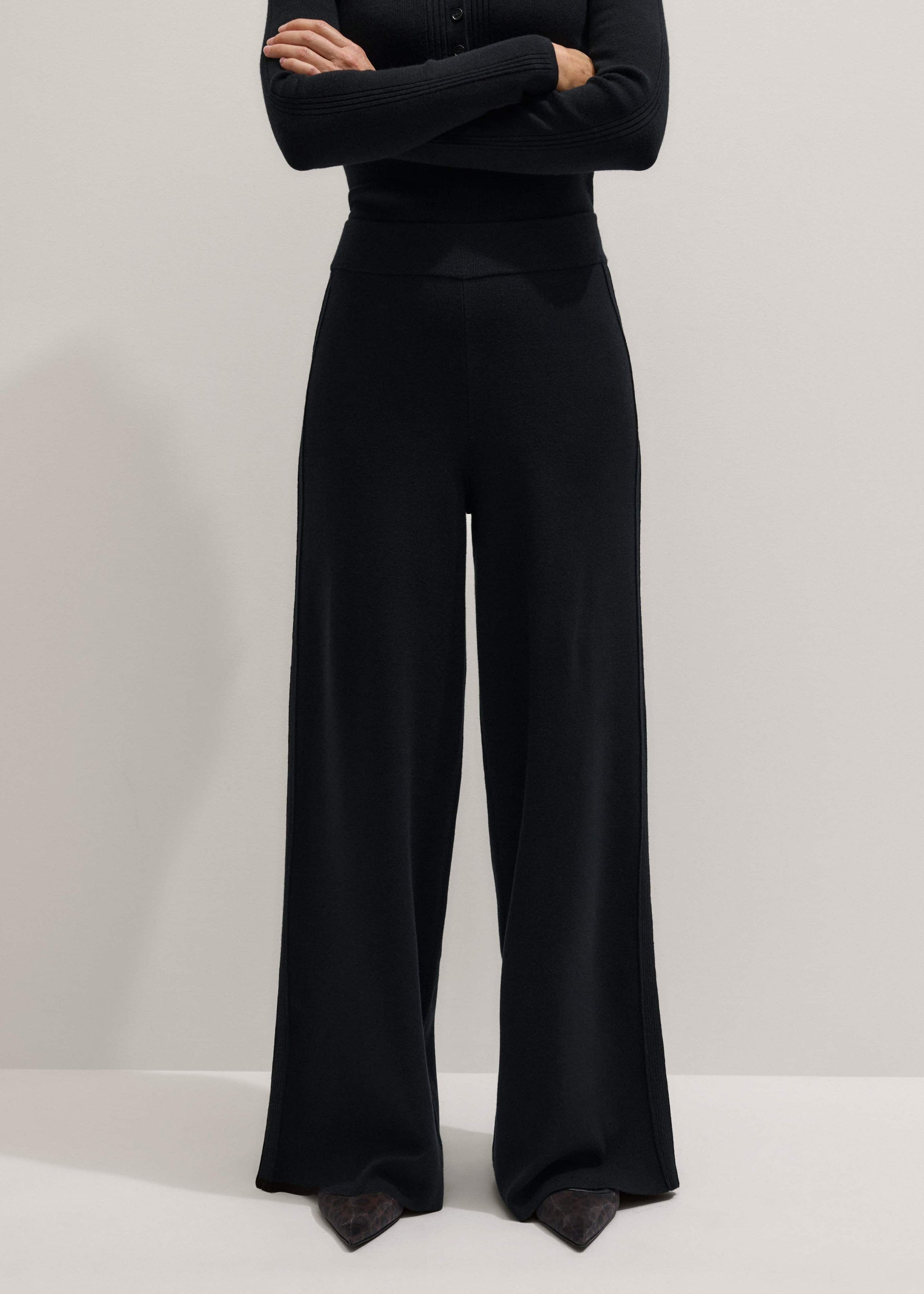 Black Silk Knit Evening Palazzo Pant