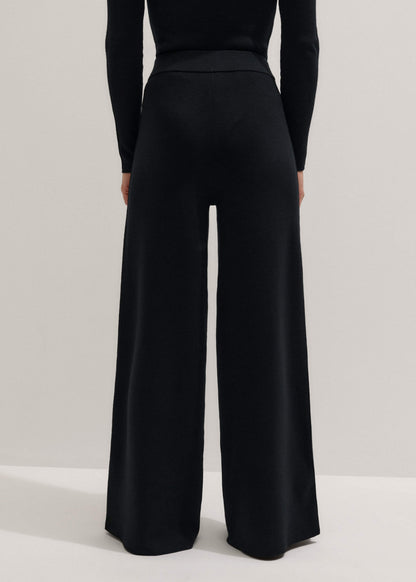 Black Silk Knit Evening Palazzo Pant