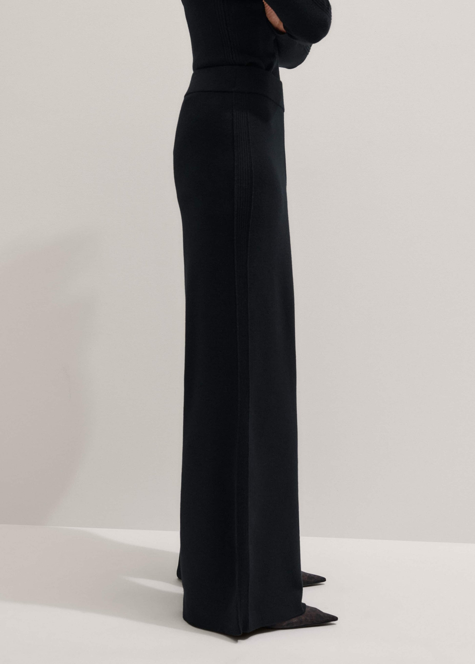 Black Silk Knit Evening Palazzo Pant