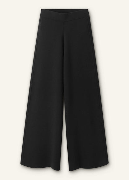 Black Silk Knit Evening Palazzo Pant