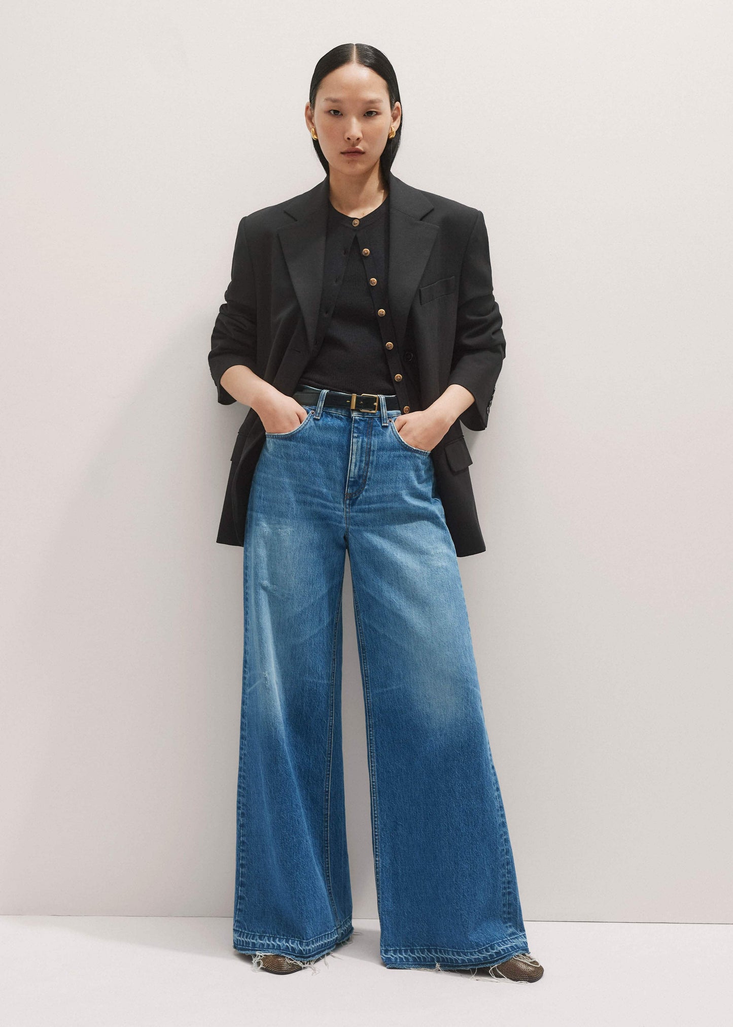 Blue Distressed Ultimate Wide-Leg Jean