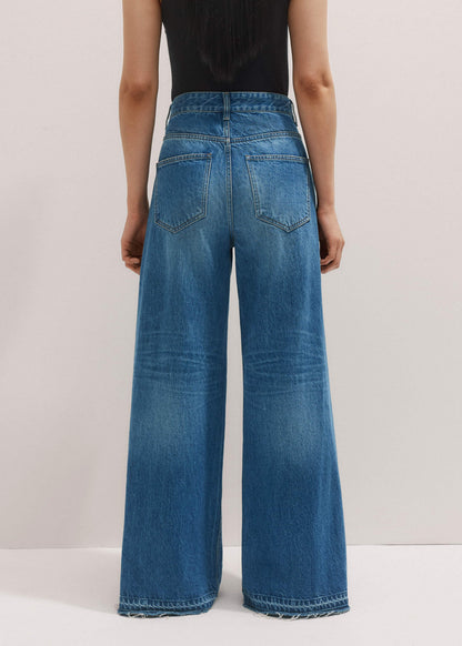 Blue Distressed Ultimate Wide-Leg Jean