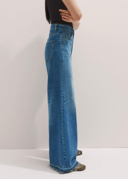 Blue Distressed Ultimate Wide-Leg Jean