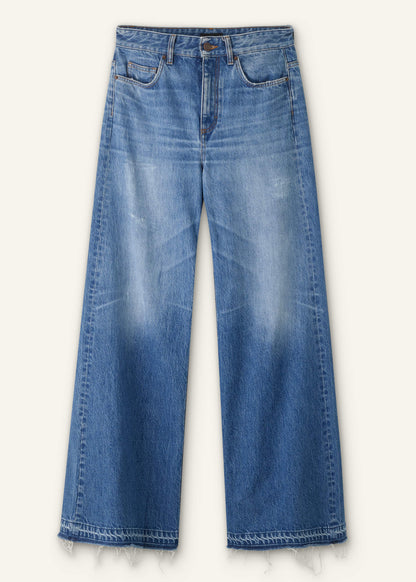 Blue Distressed Ultimate Wide-Leg Jean