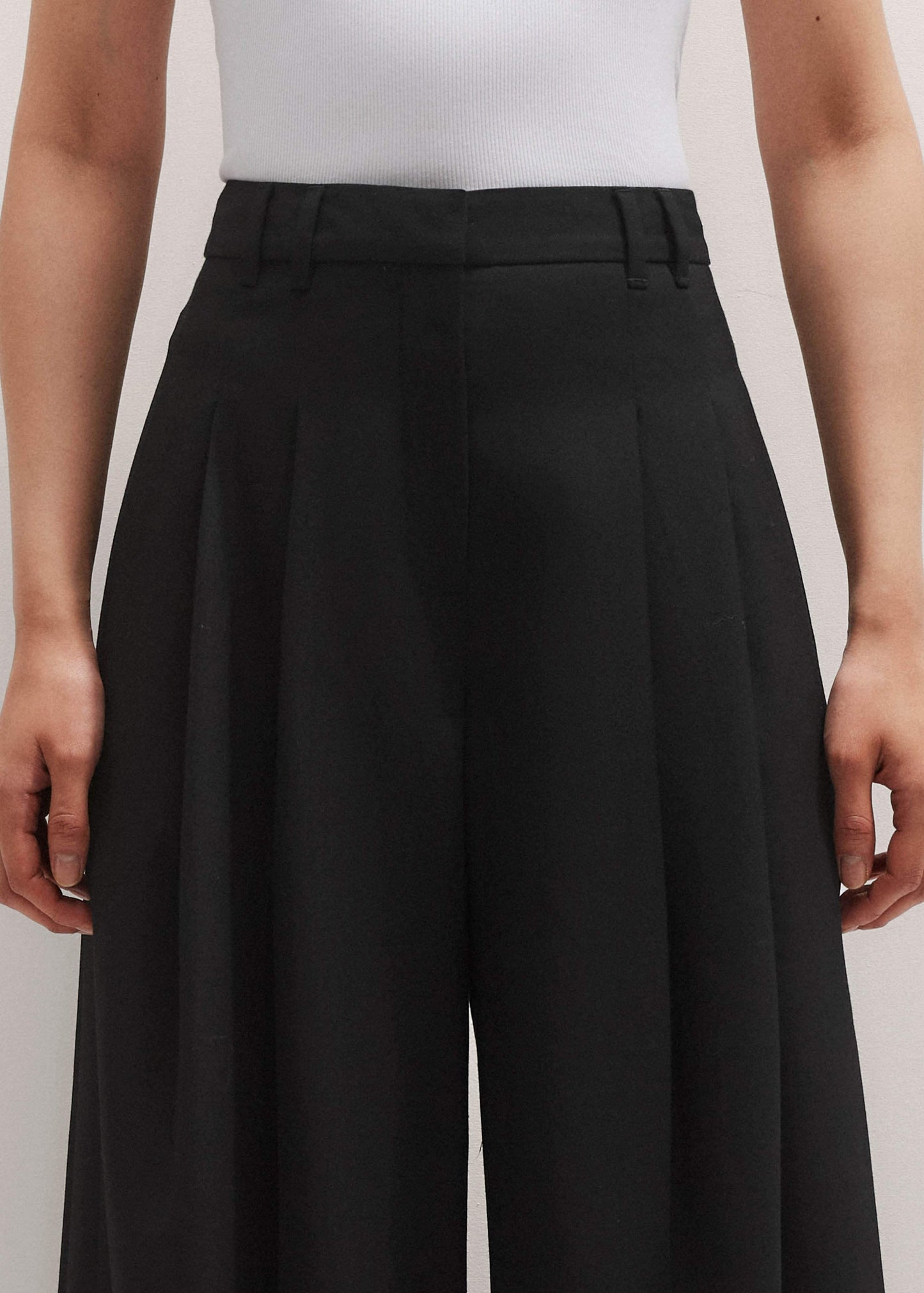 Black Wide-Leg Pleat Pant