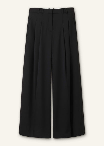 Black Wide-Leg Pleat Pant