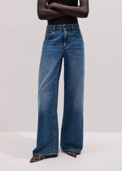 Blue Relaxed Baggy Wide-Leg Jean