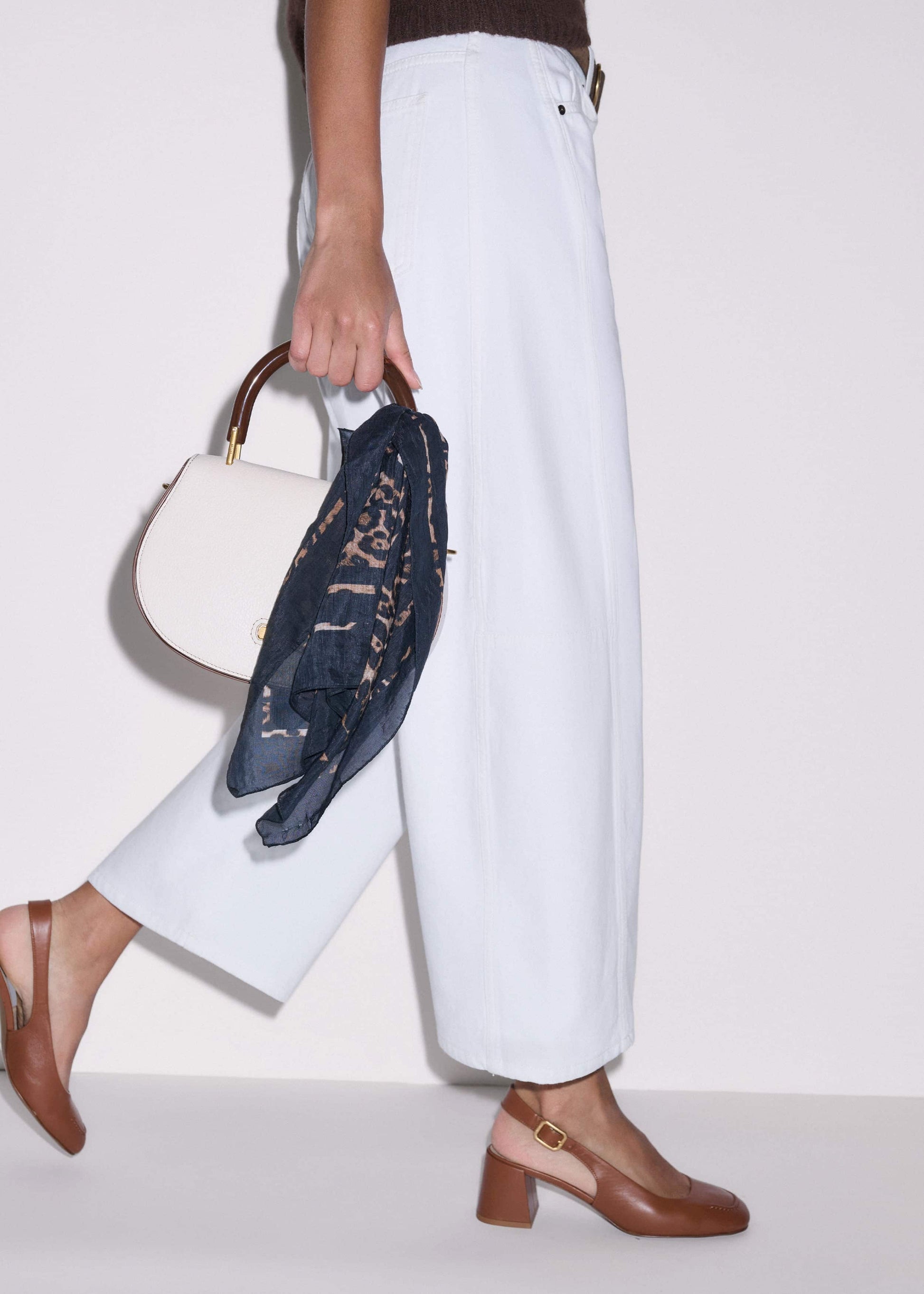 White Exaggerated Crop Jean