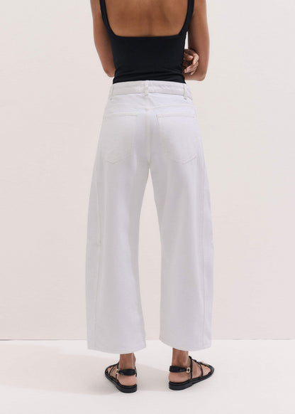 White Exaggerated Crop Jean