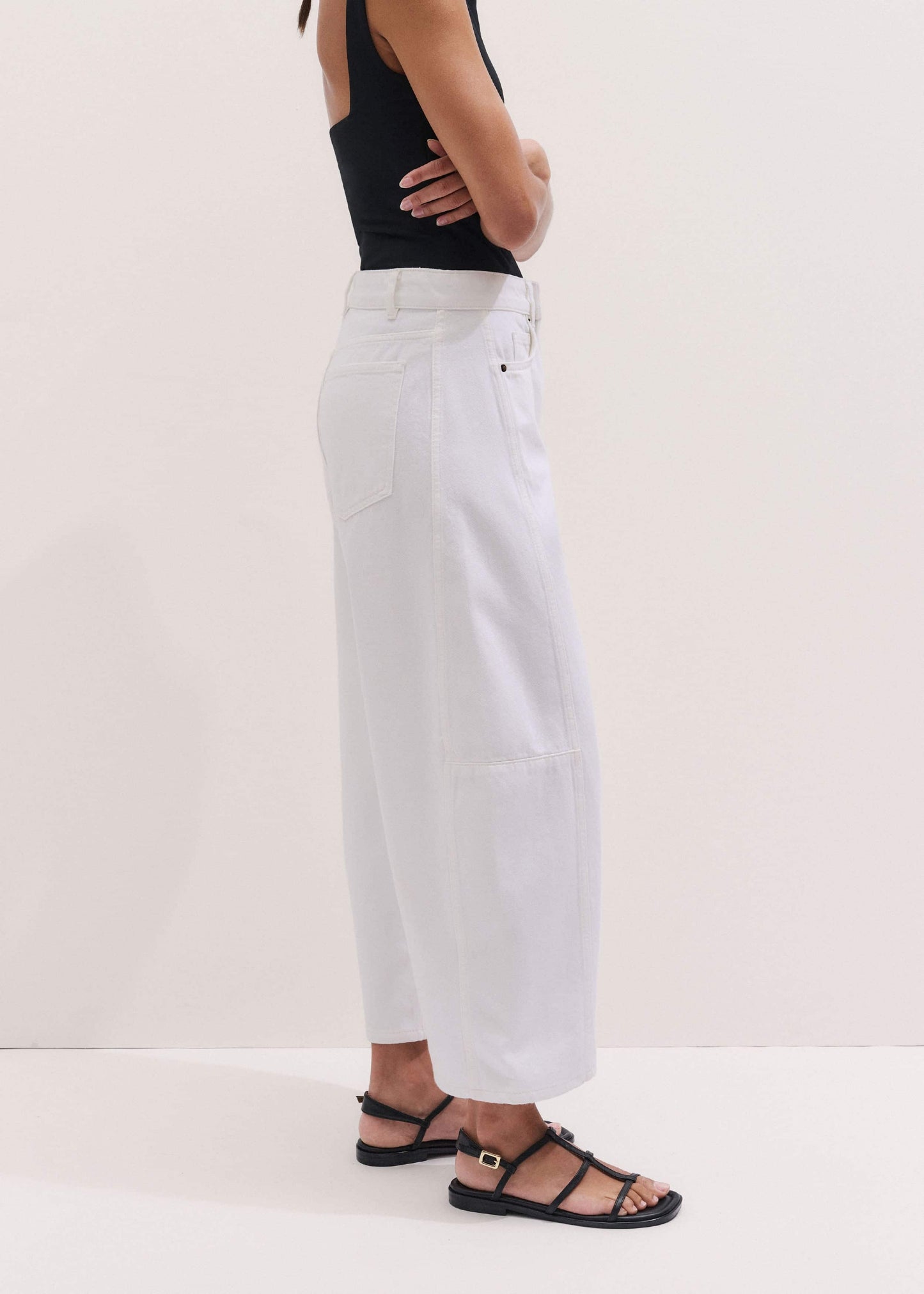 White Exaggerated Crop Jean