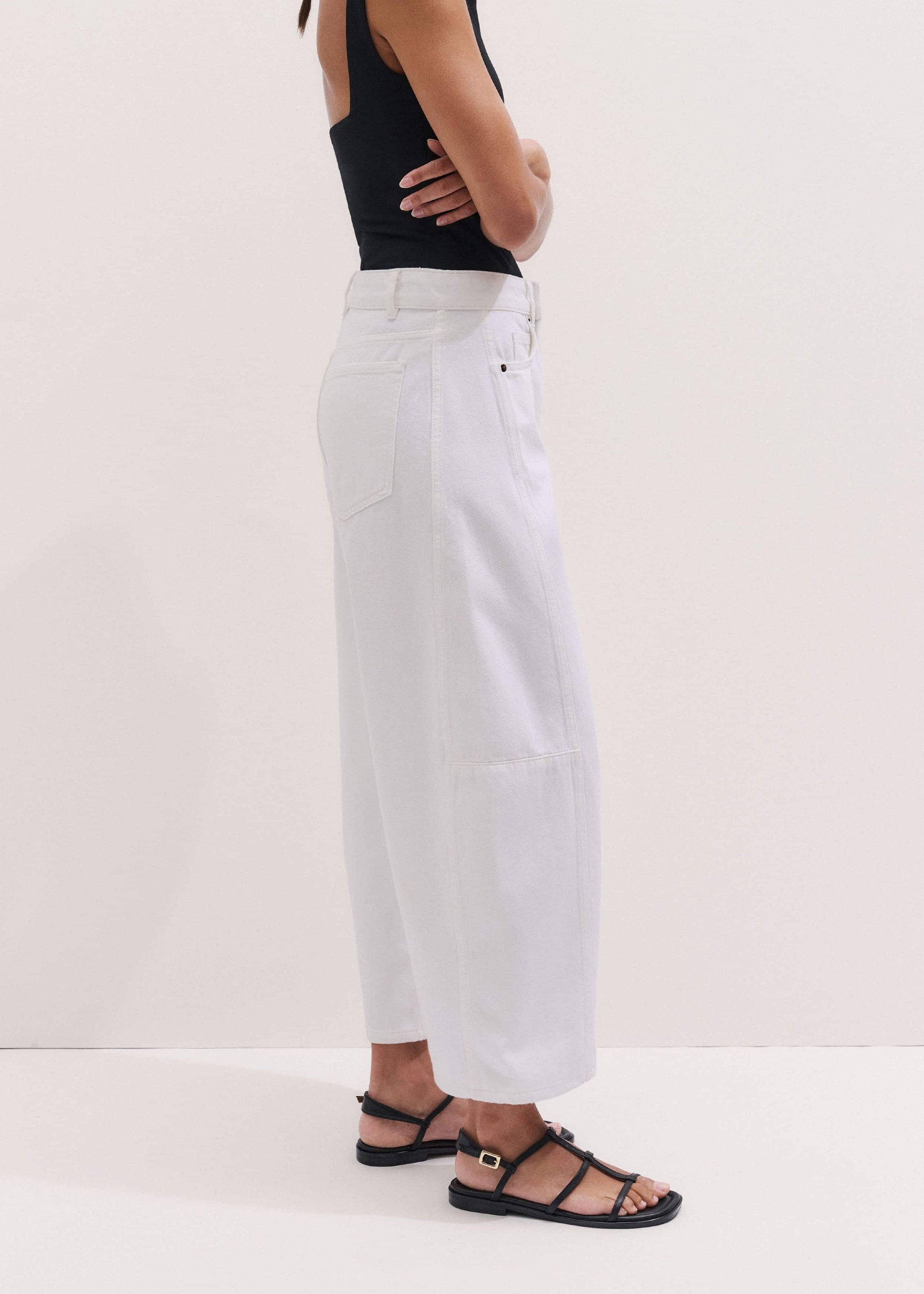 White Exaggerated Crop Jean
