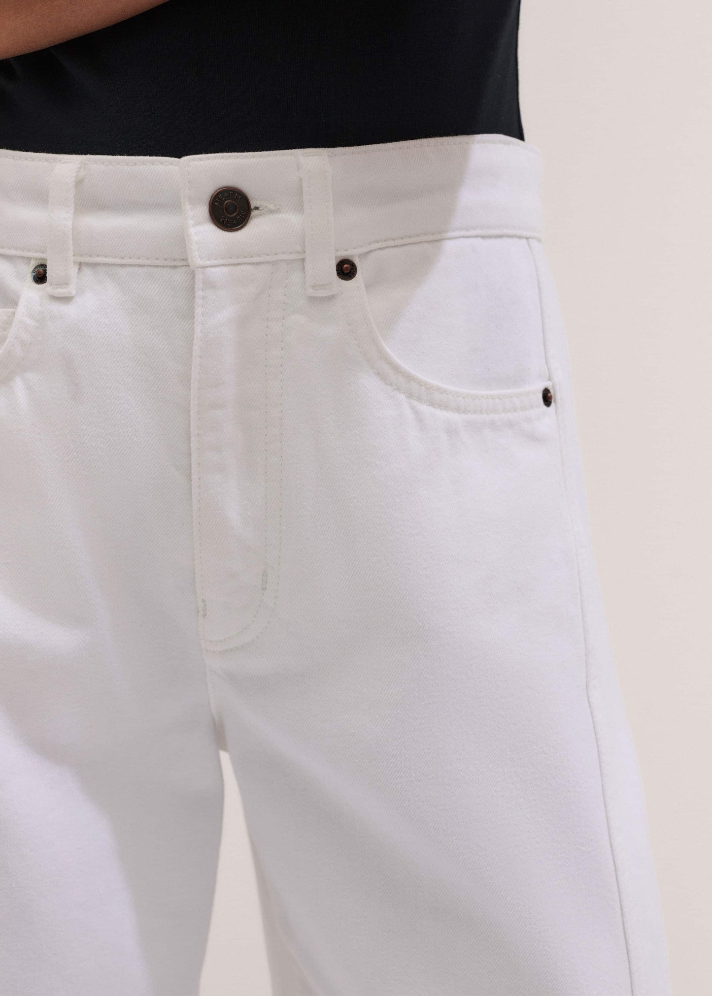 White Exaggerated Crop Jean