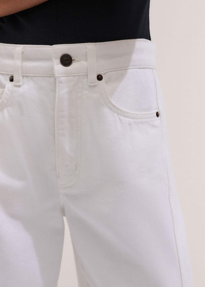 White Exaggerated Crop Jean