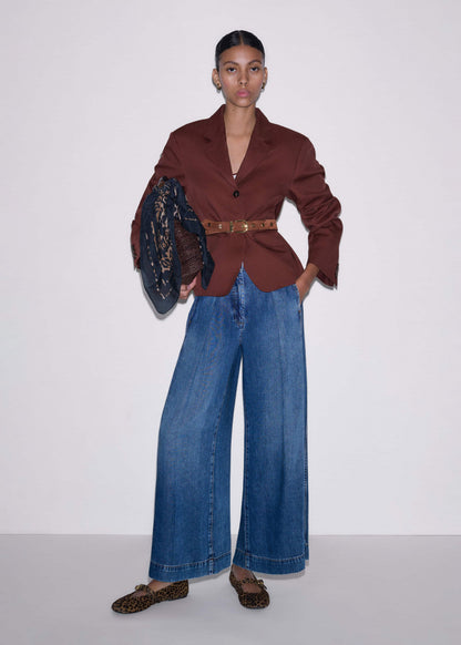 Blue Straight Culotte Jean