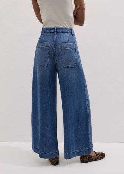 Blue Straight Culotte Jean