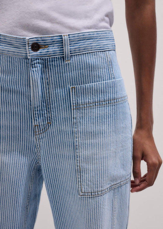 Blue Micro Stripe Engineered Leg Jean