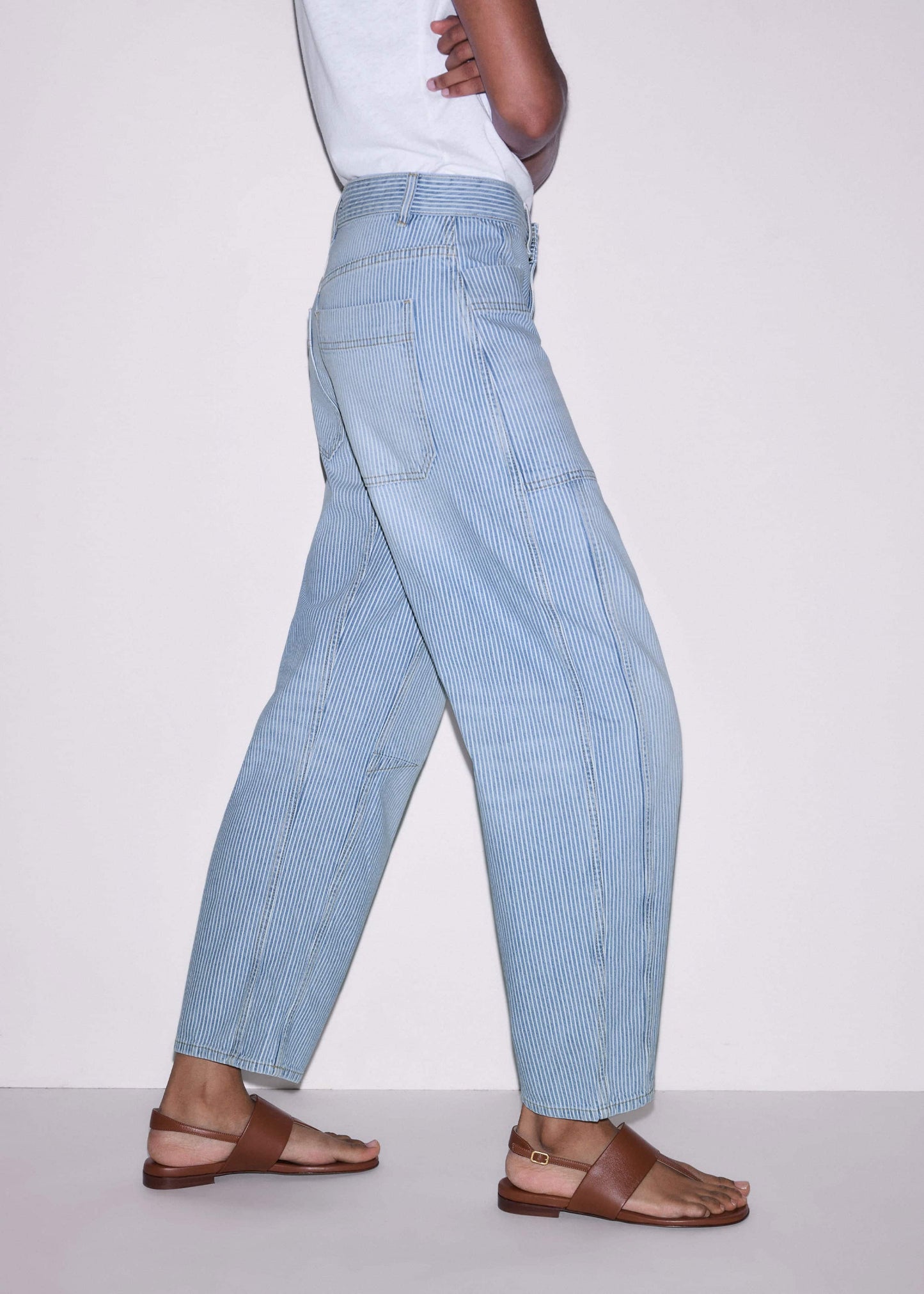 Blue Micro Stripe Engineered Leg Jean