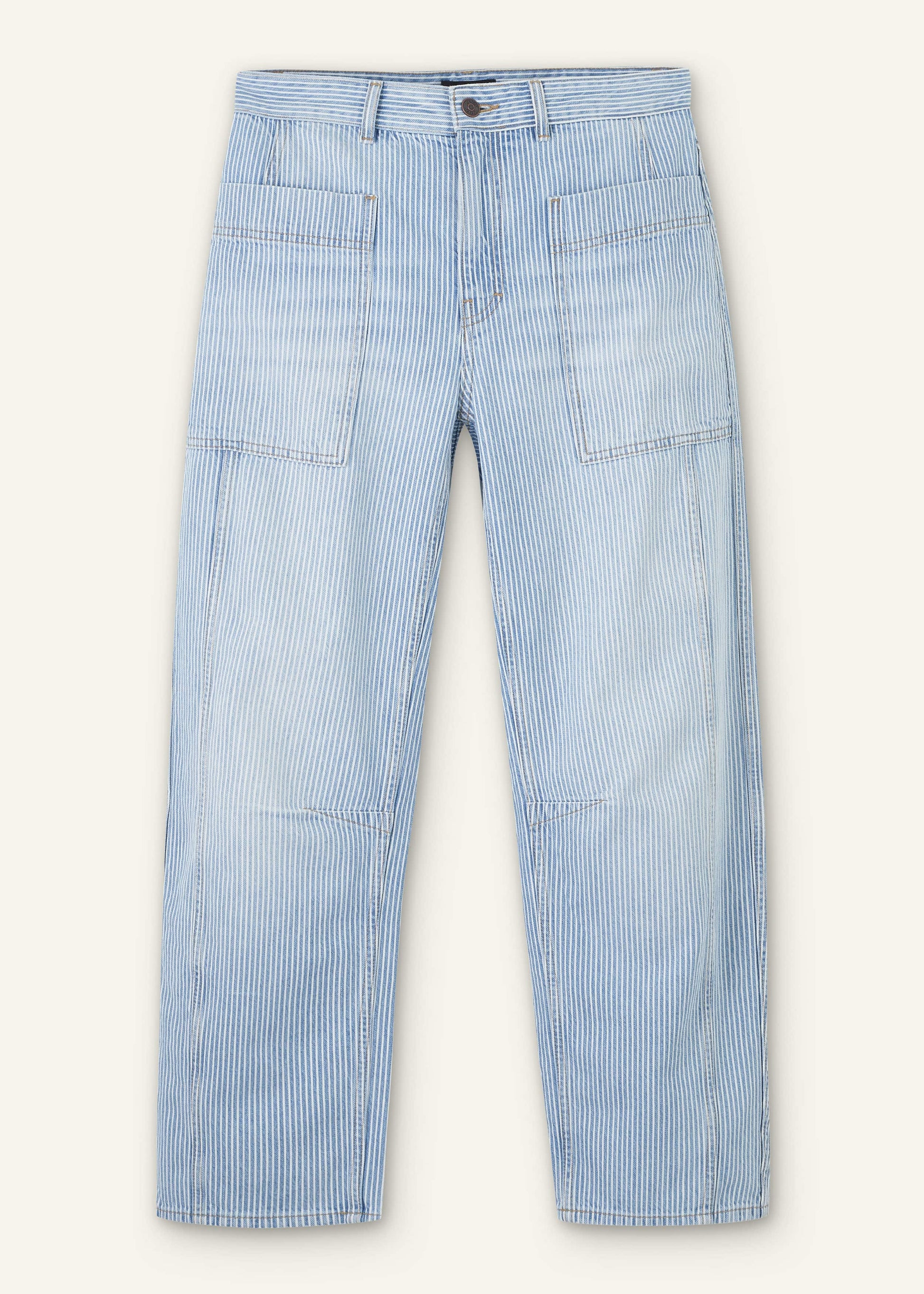 Blue Micro Stripe Engineered Leg Jean