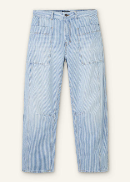 Blue Micro Stripe Engineered Leg Jean