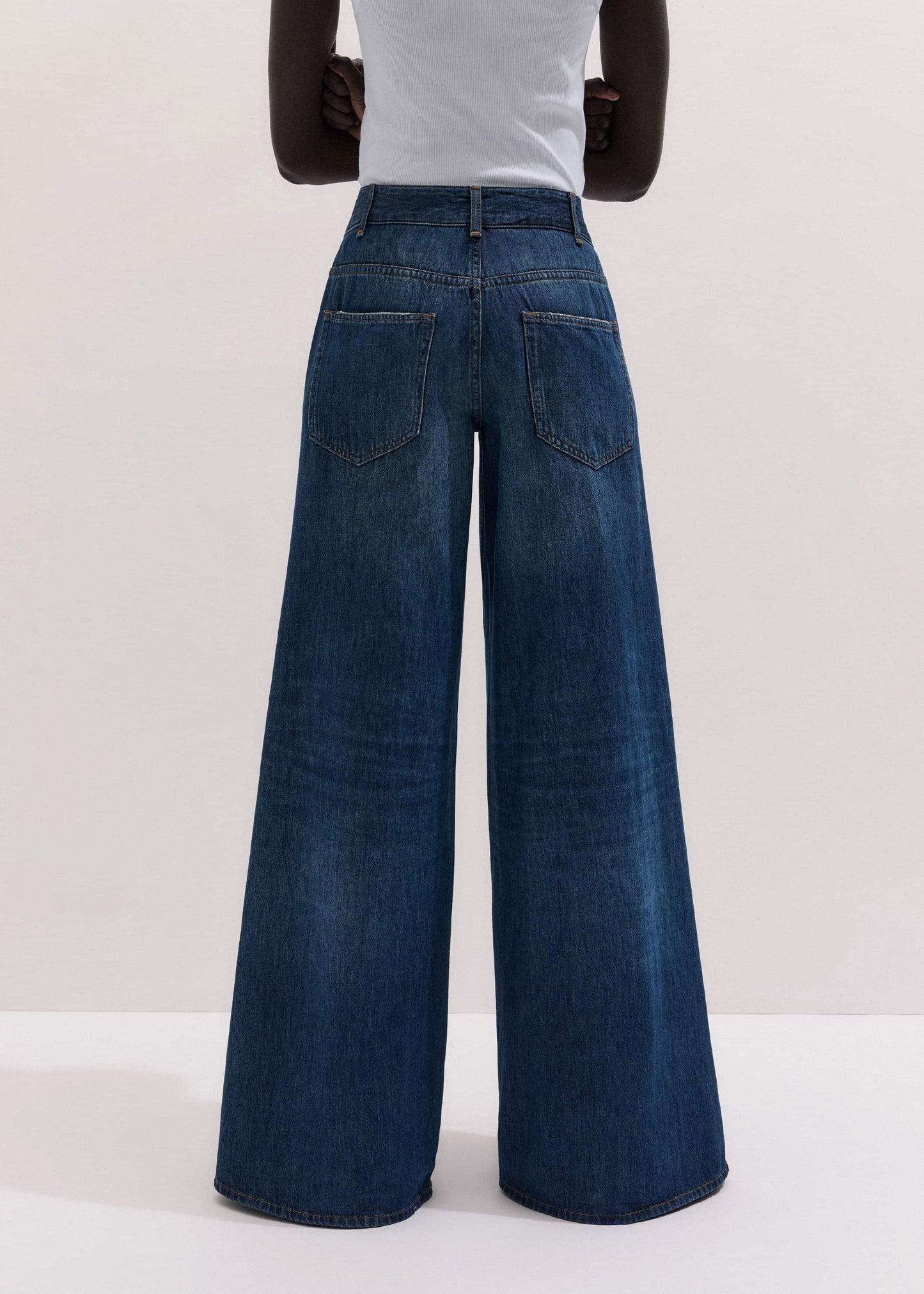 Mid Blue Super Wide Baggy Jean