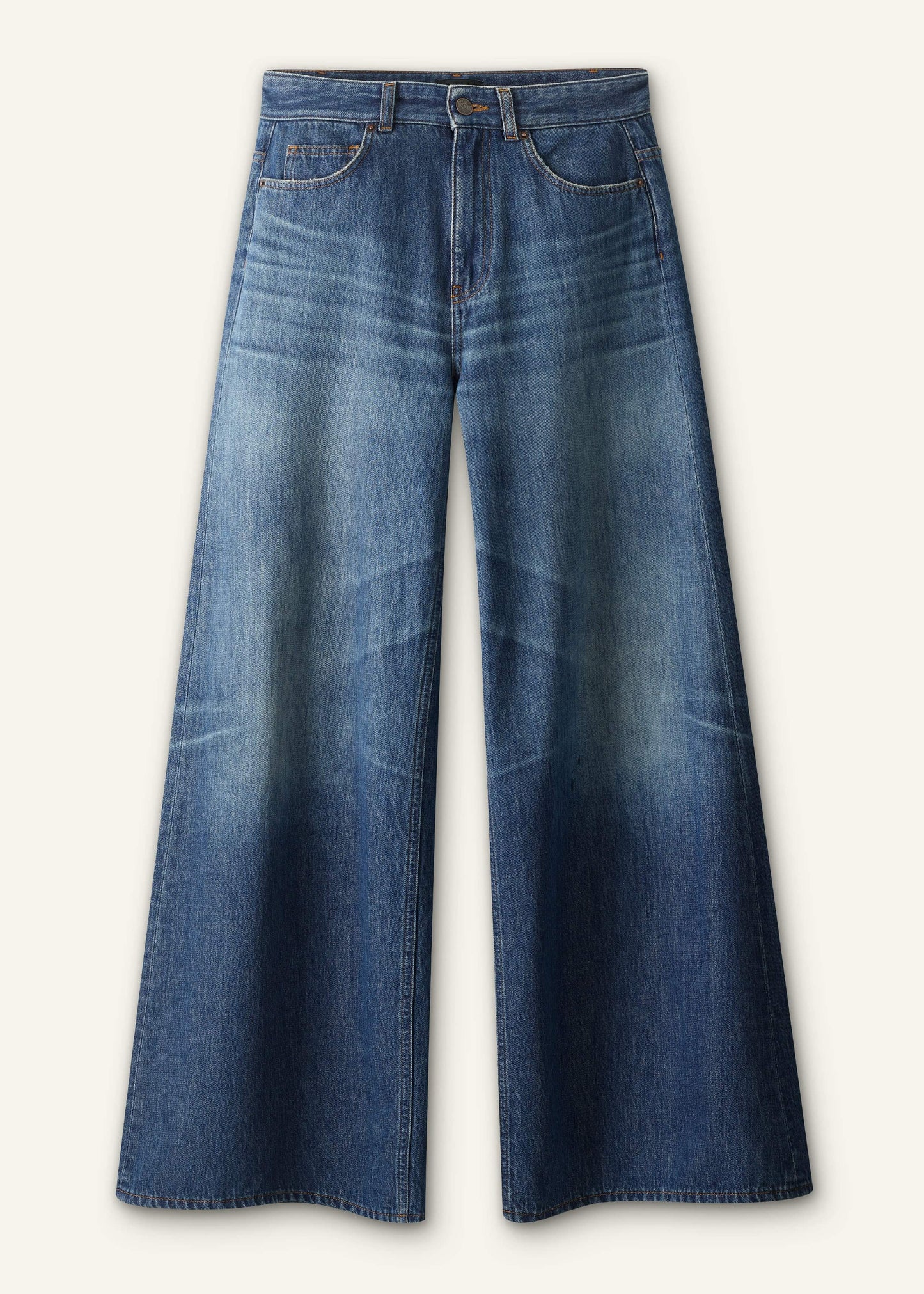 Mid Blue Super Wide Baggy Jean