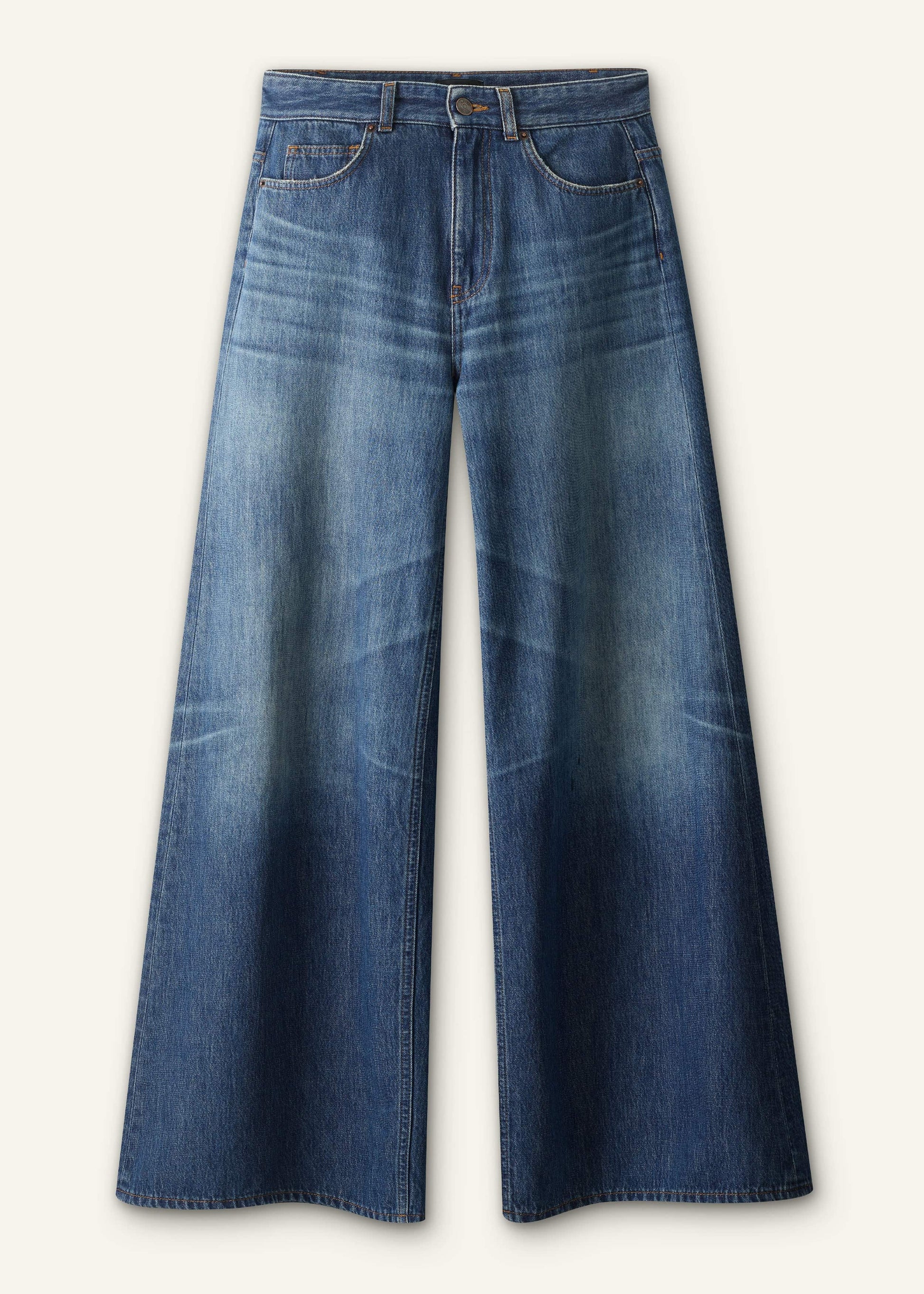 Mid Blue Super Wide Baggy Jean