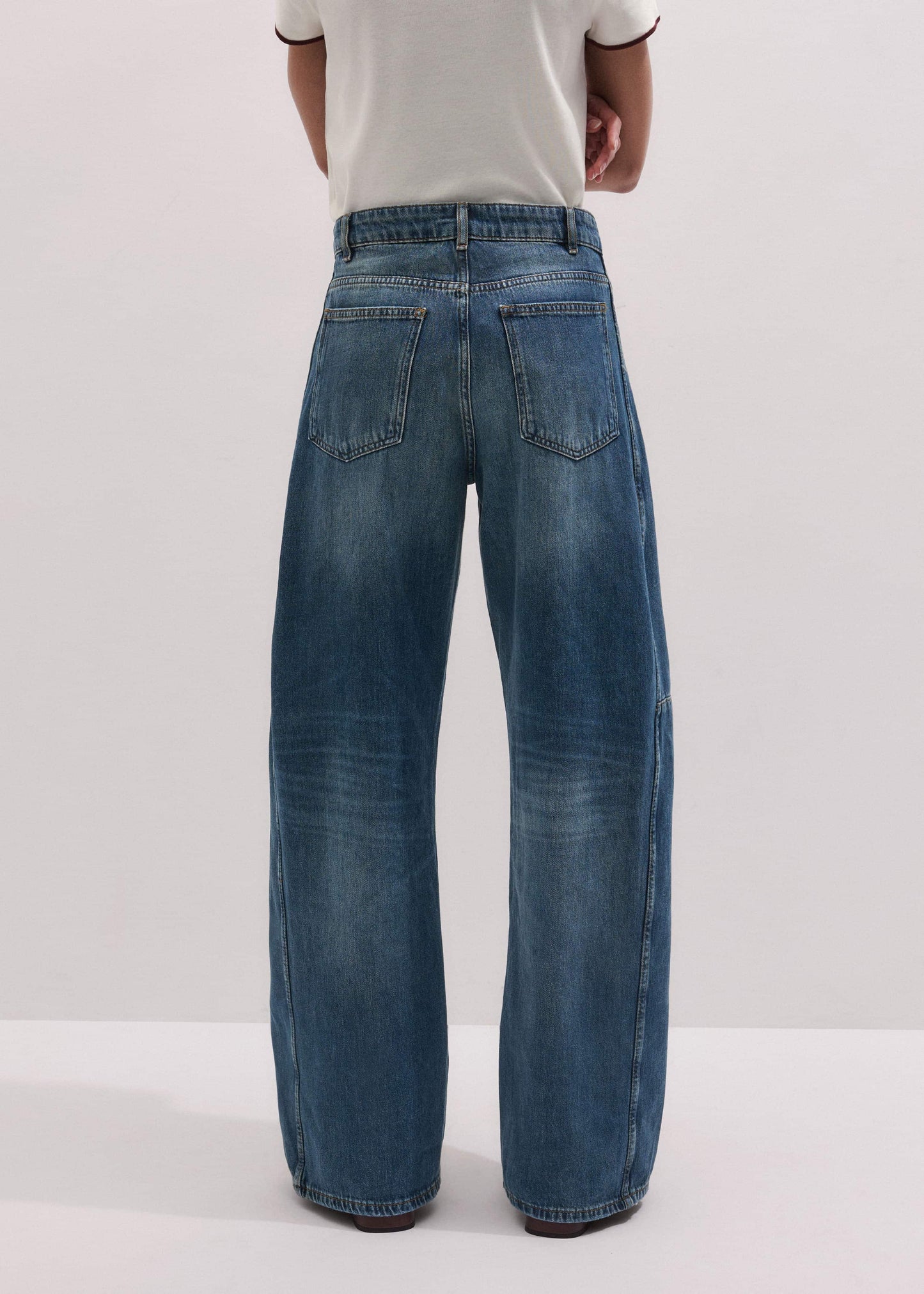 Mid Blue Exaggerated Tapered Jean