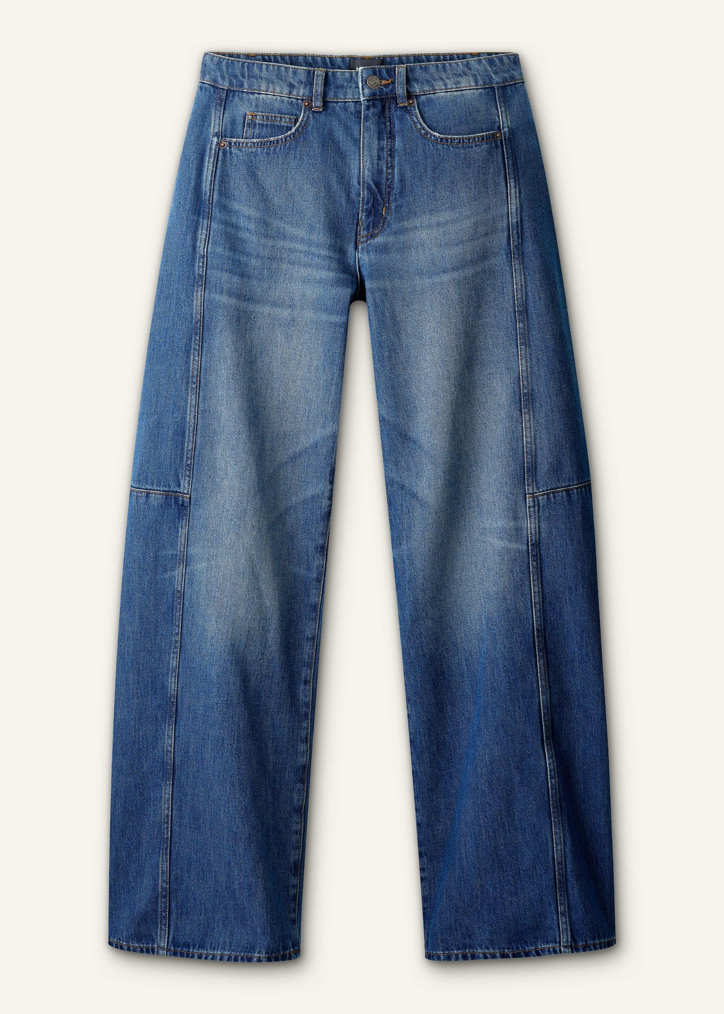 Mid Blue Exaggerated Tapered Jean