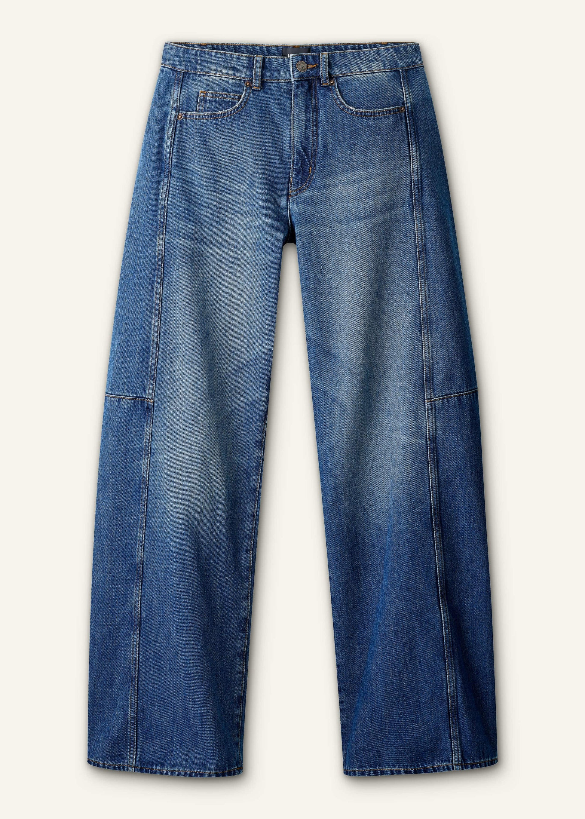 Mid Blue Exaggerated Tapered Jean