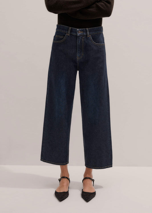 Dark Blue Straight Crop Jean