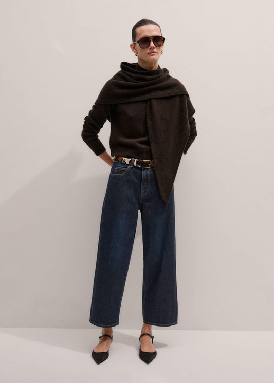 Dark Blue Straight Crop Jean