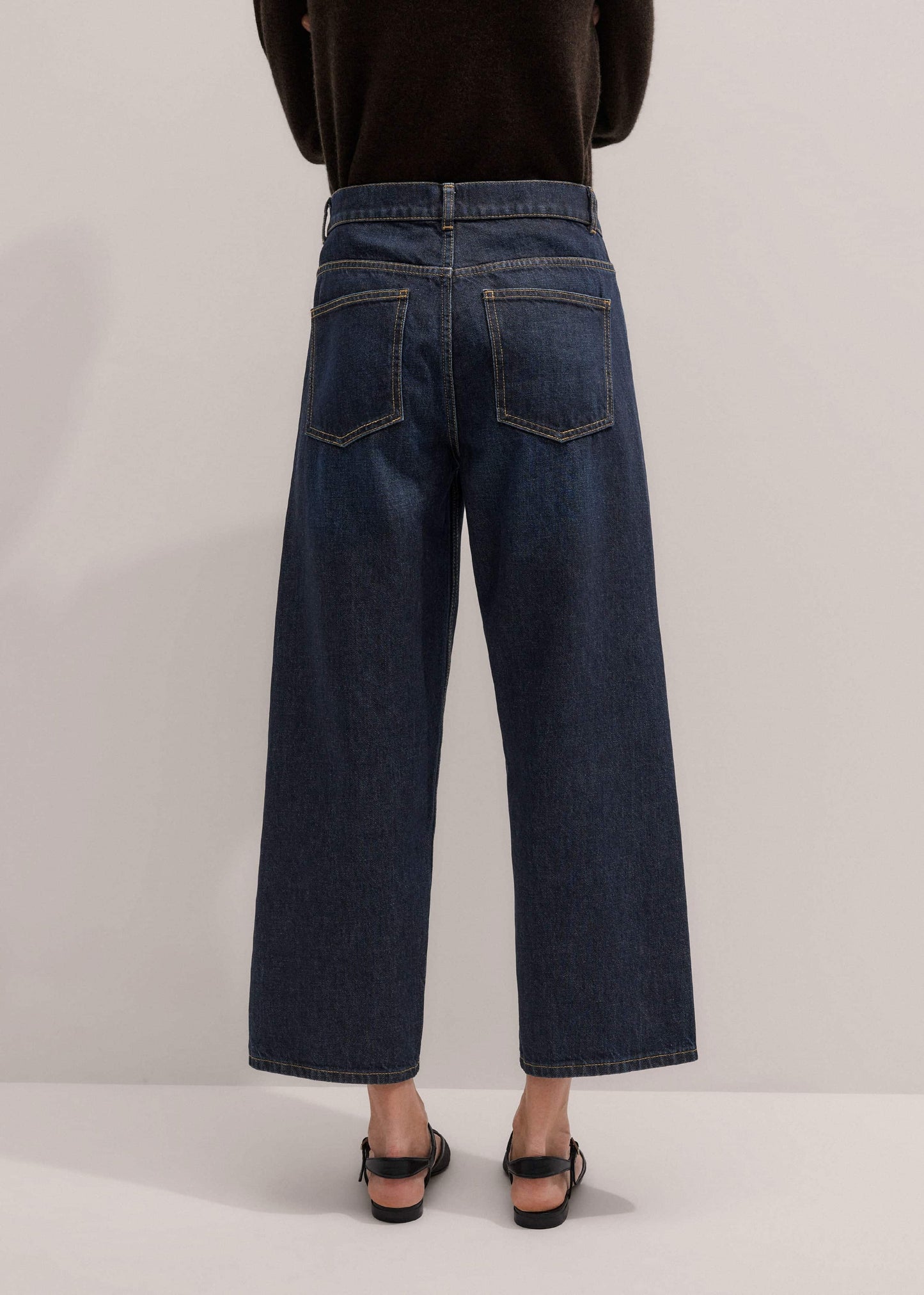 Dark Blue Straight Crop Jean