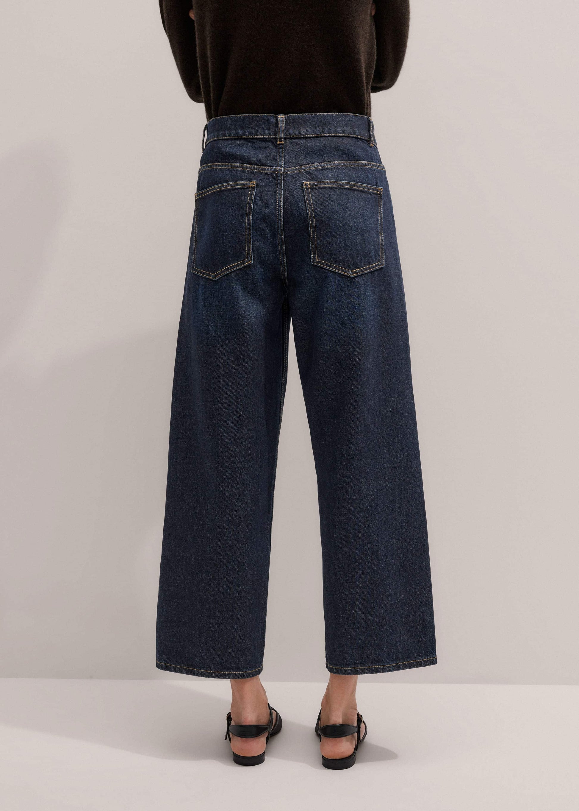 Dark Blue Straight Crop Jean