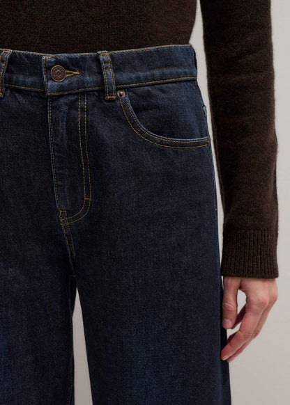 Dark Blue Straight Crop Jean