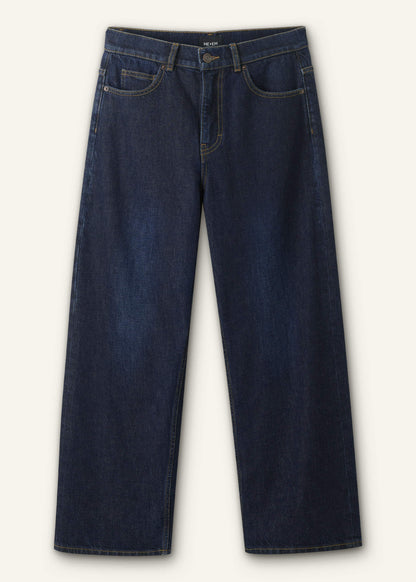 Dark Blue Straight Crop Jean