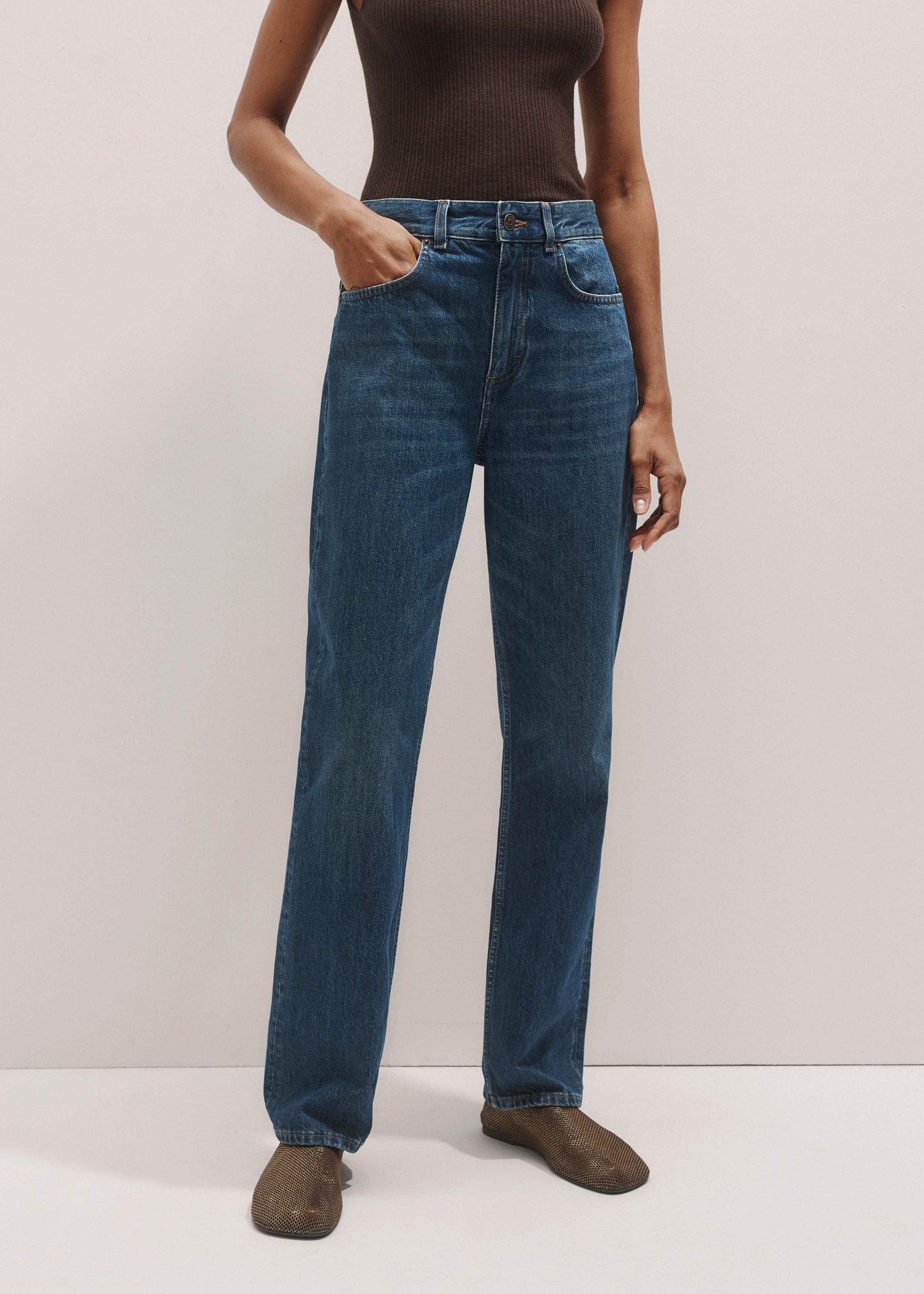 Blue Full-Length Straight Jean
