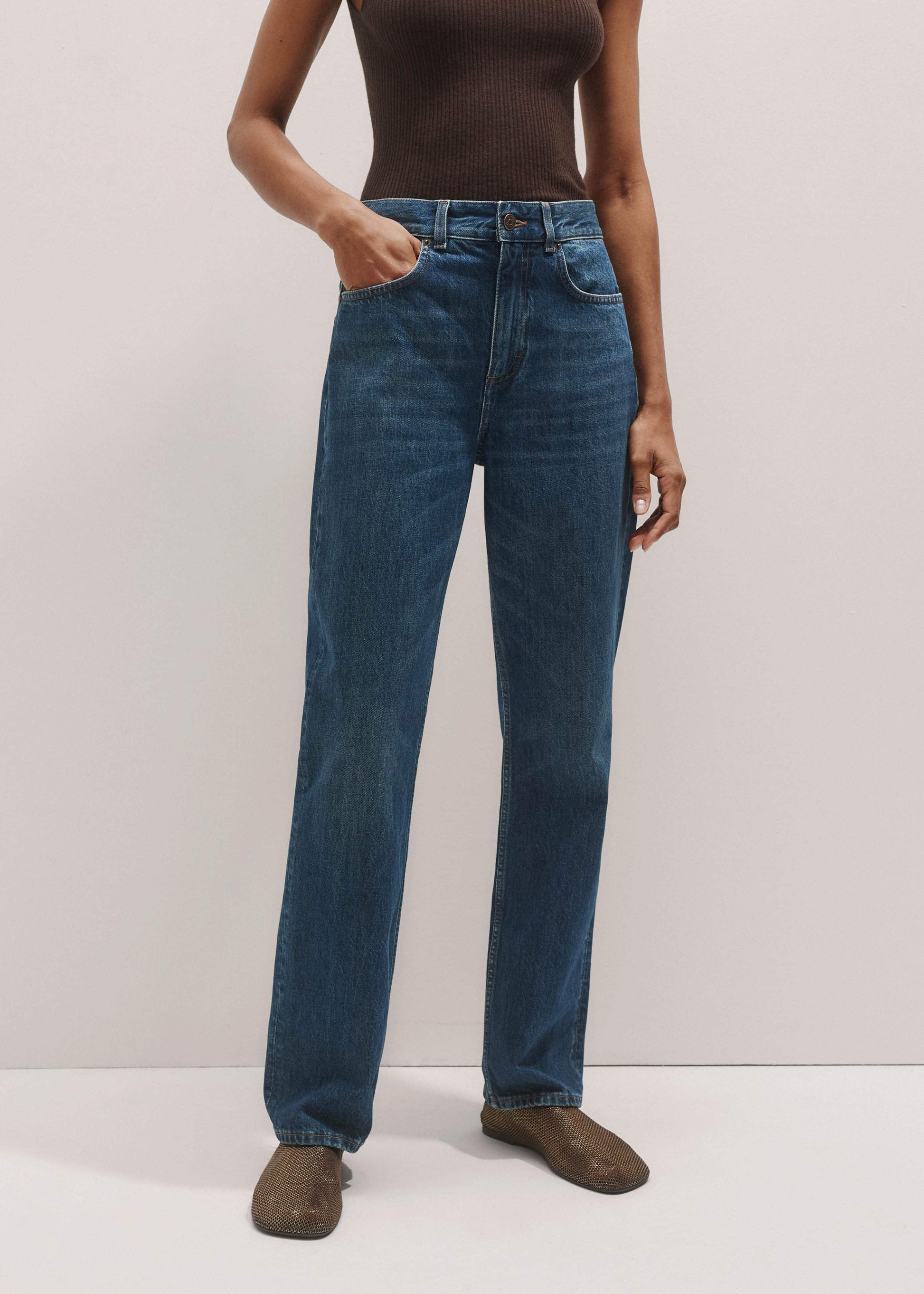 Blue Full-Length Straight Jean