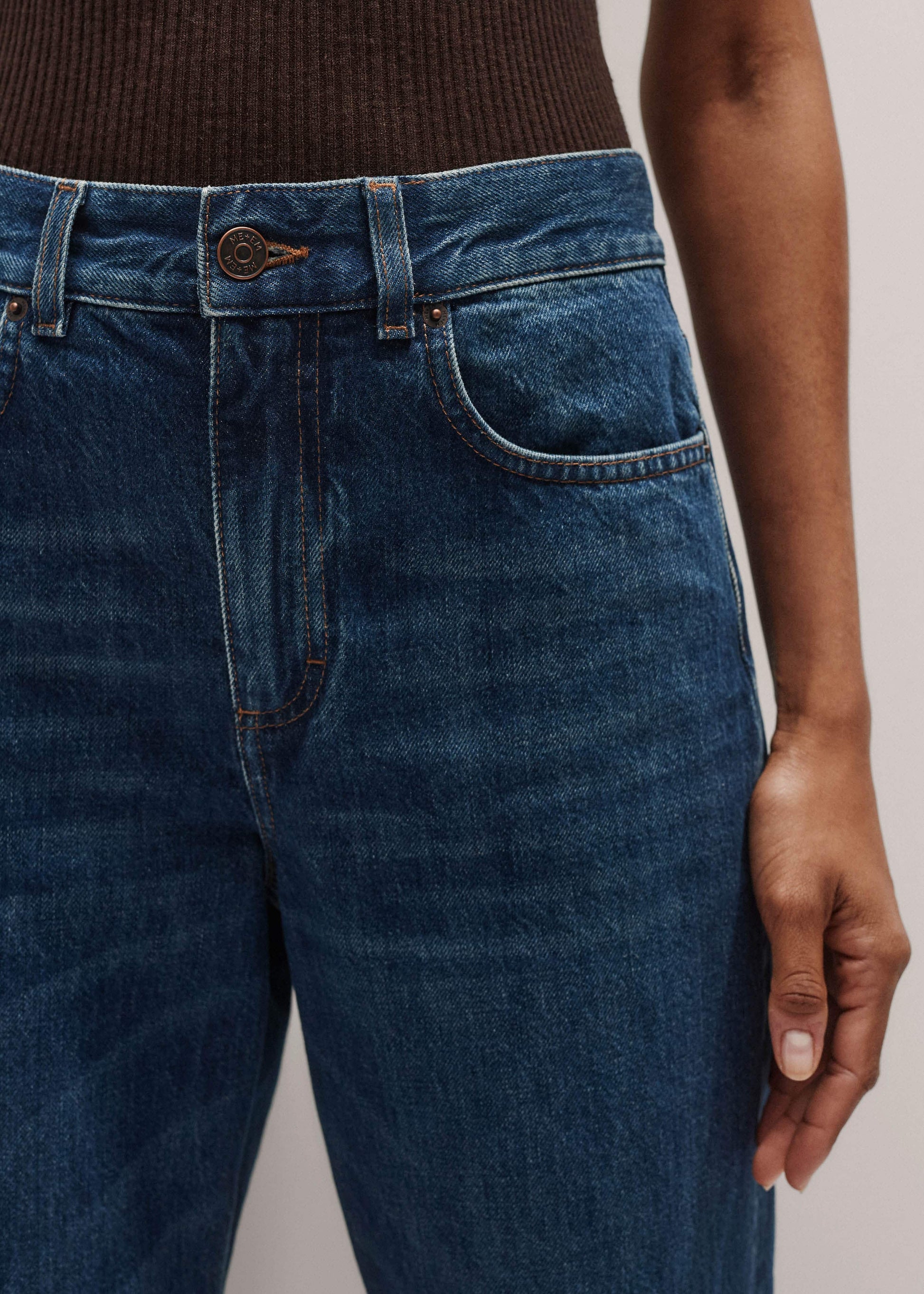 Blue Full-Length Straight Jean