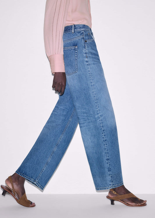 Light Blue Relaxed Straight Crop Jean