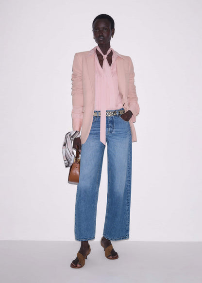 Light Blue Relaxed Straight Crop Jean