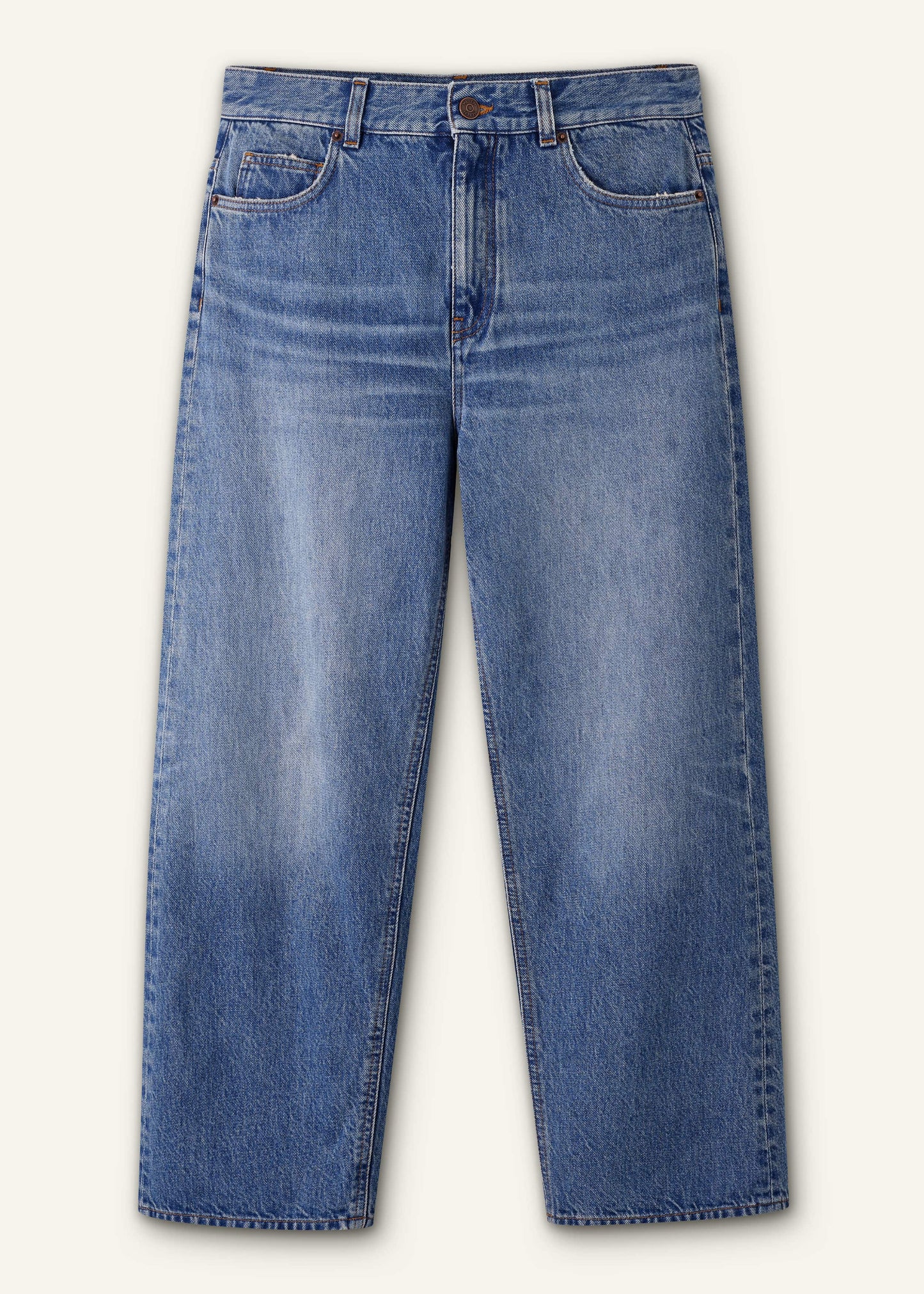 Light Blue Relaxed Straight Crop Jean
