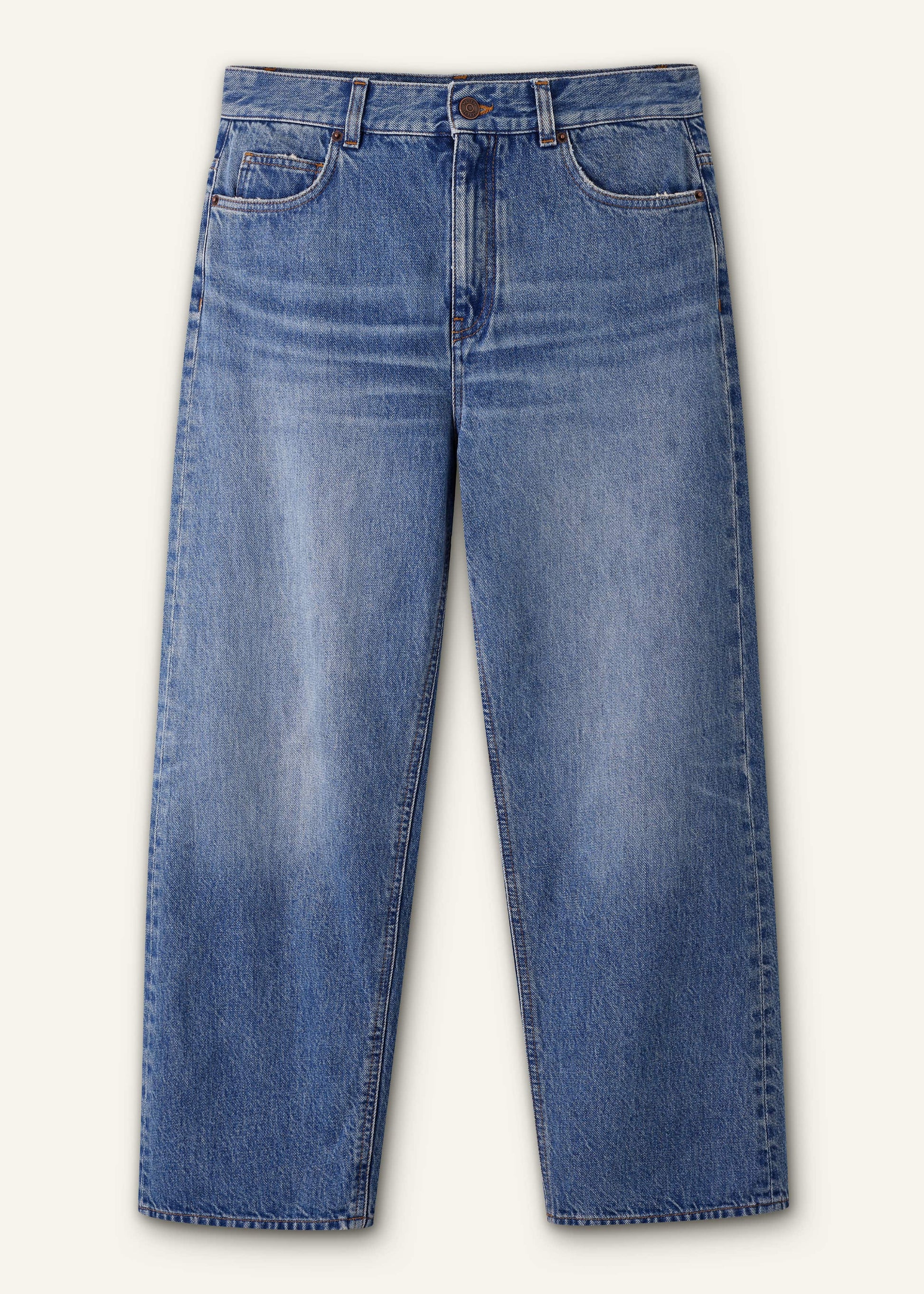 Light Blue Relaxed Straight Crop Jean