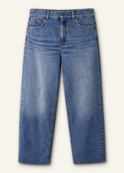 Light Blue Relaxed Straight Crop Jean