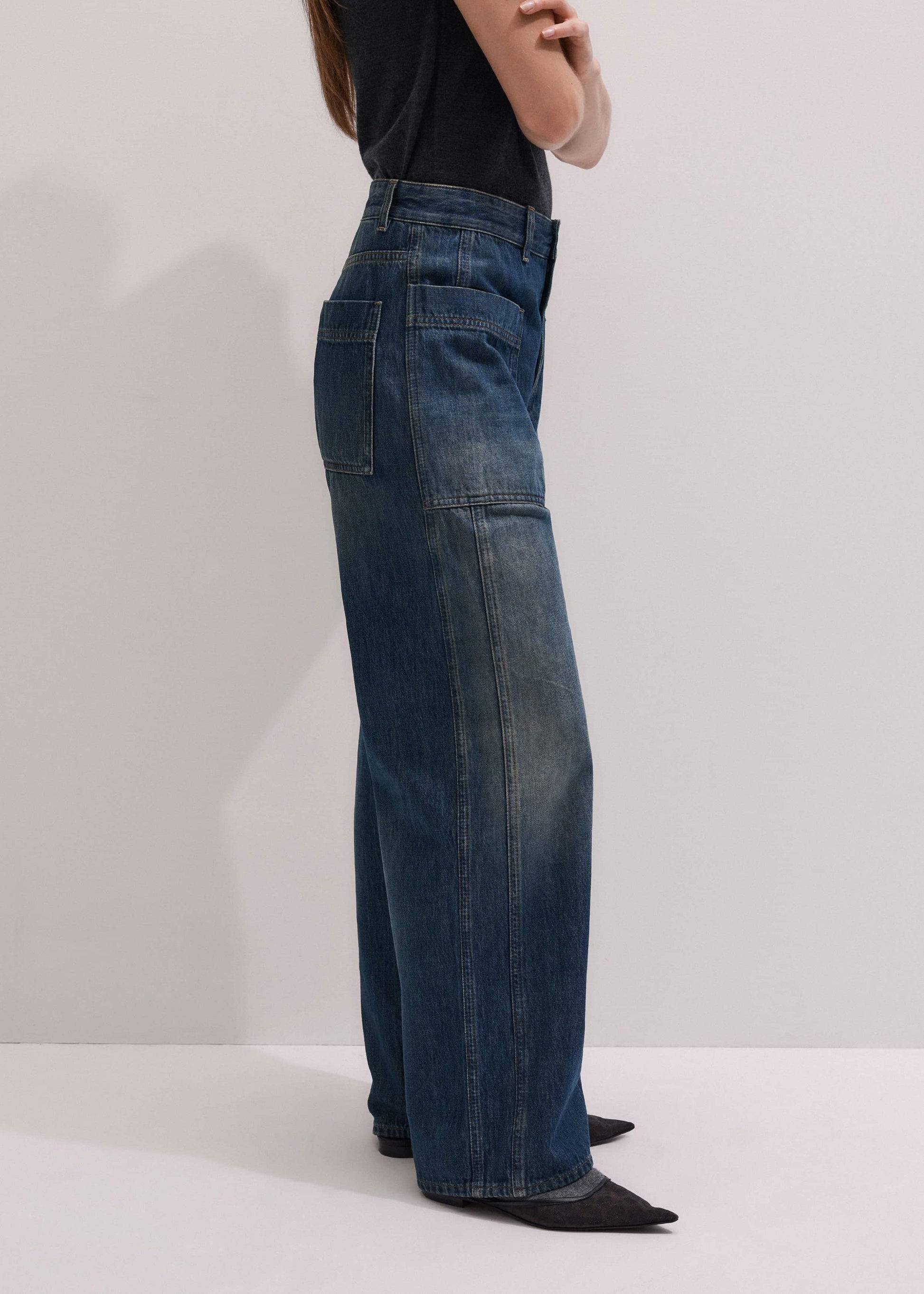 Blue Patch Pocket Baggy Jean