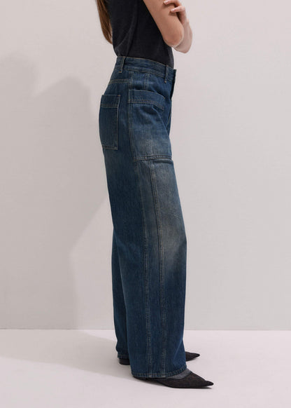 Blue Patch Pocket Baggy Jean