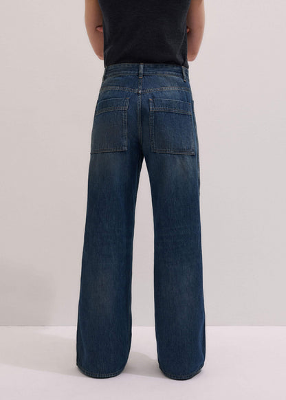 Blue Patch Pocket Baggy Jean