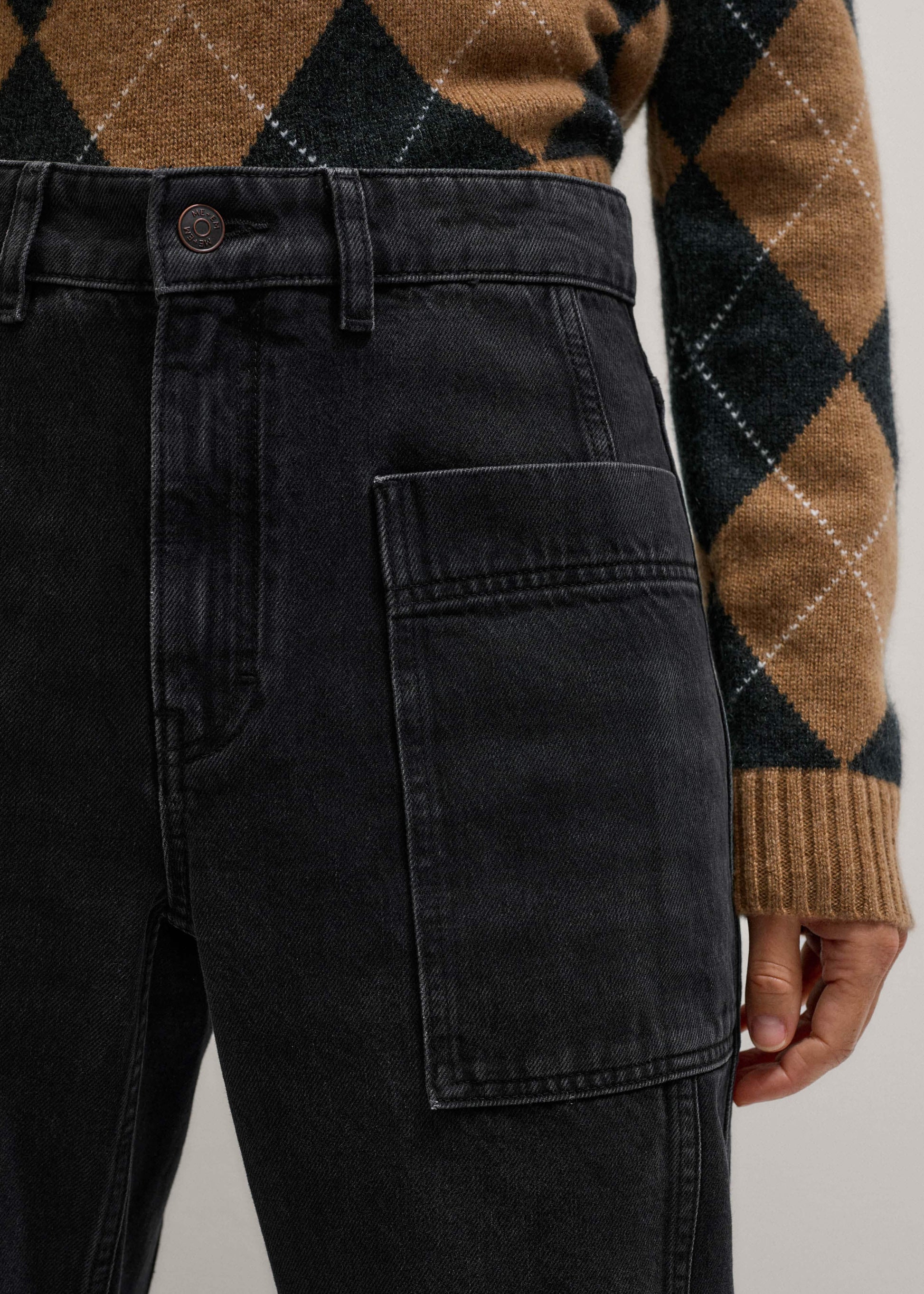 Black Patch Pocket Engineered Jean