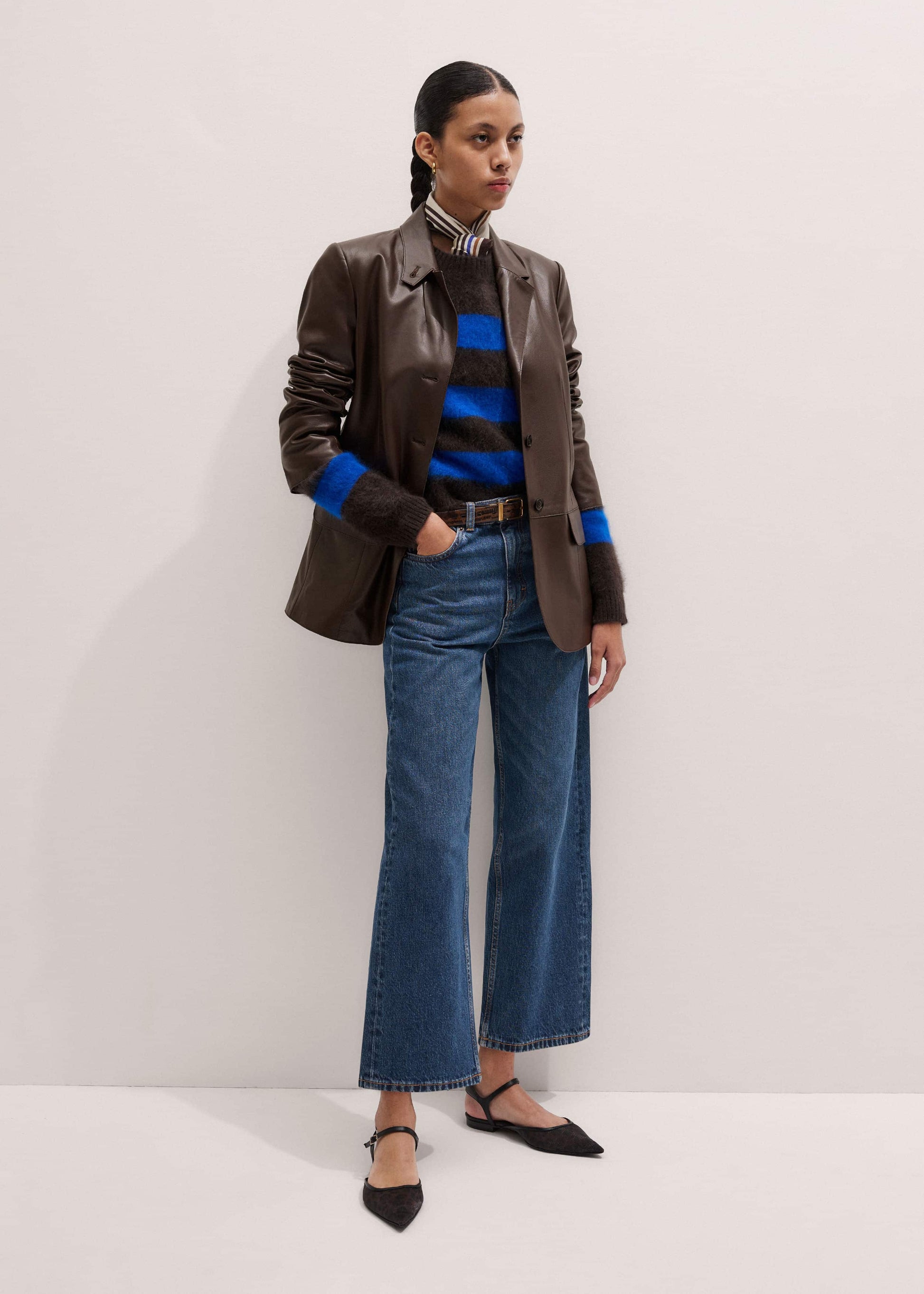 Dark Blue Straight Crop Jean
